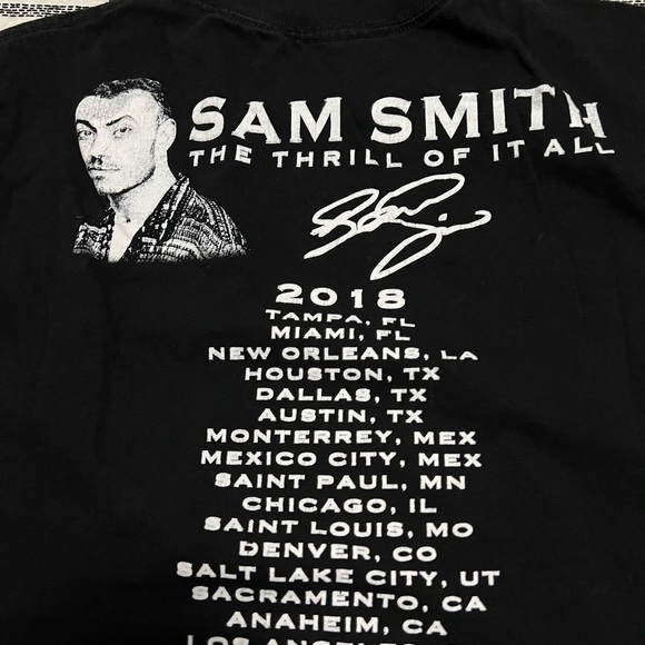 Sam Smith 2018 Tour Tee Size Large - Picture 4 of 5